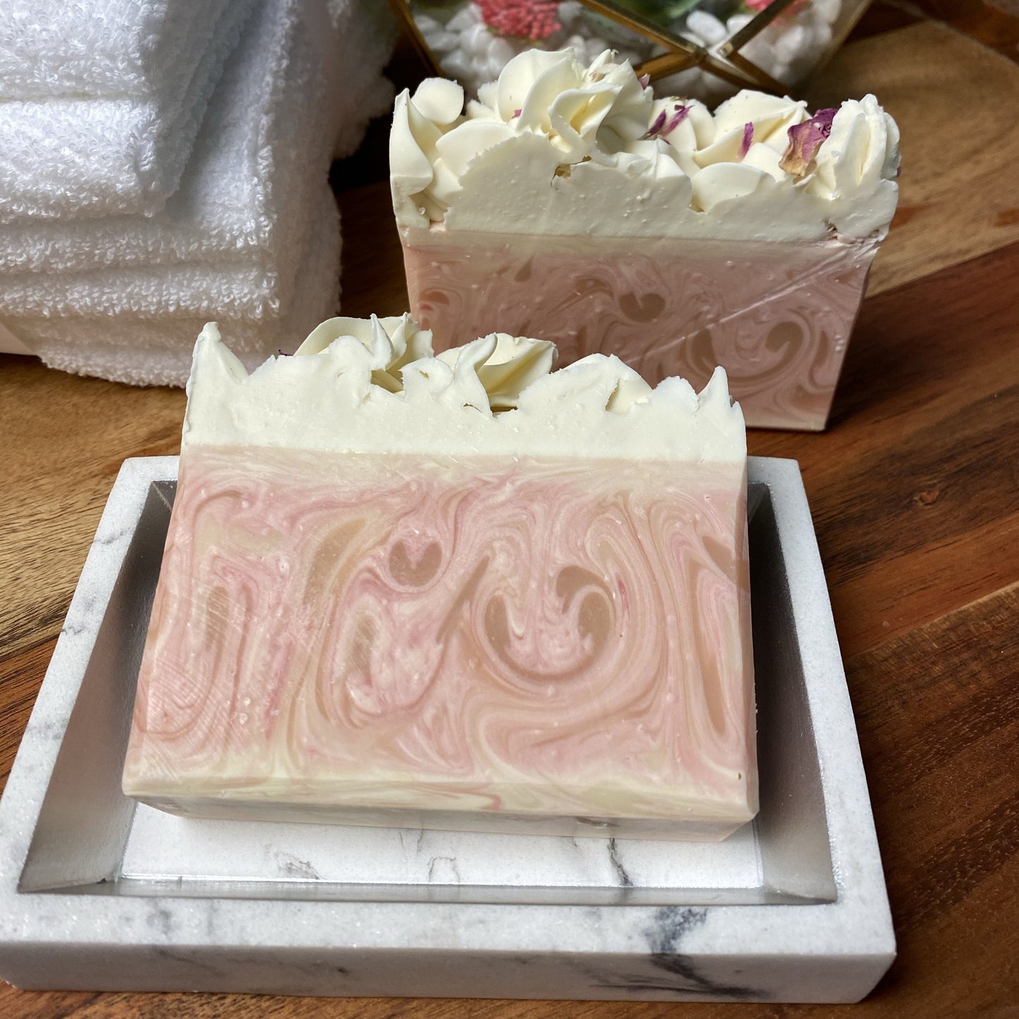 Cherry & Peach Bellini Soap with Dried Peonies