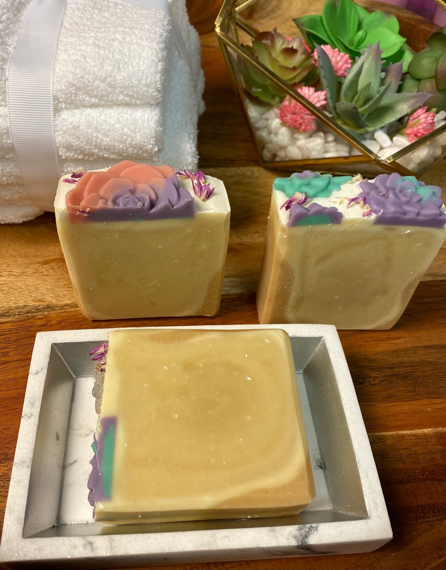 Soothing Goats Milk Peach Succulent Soap