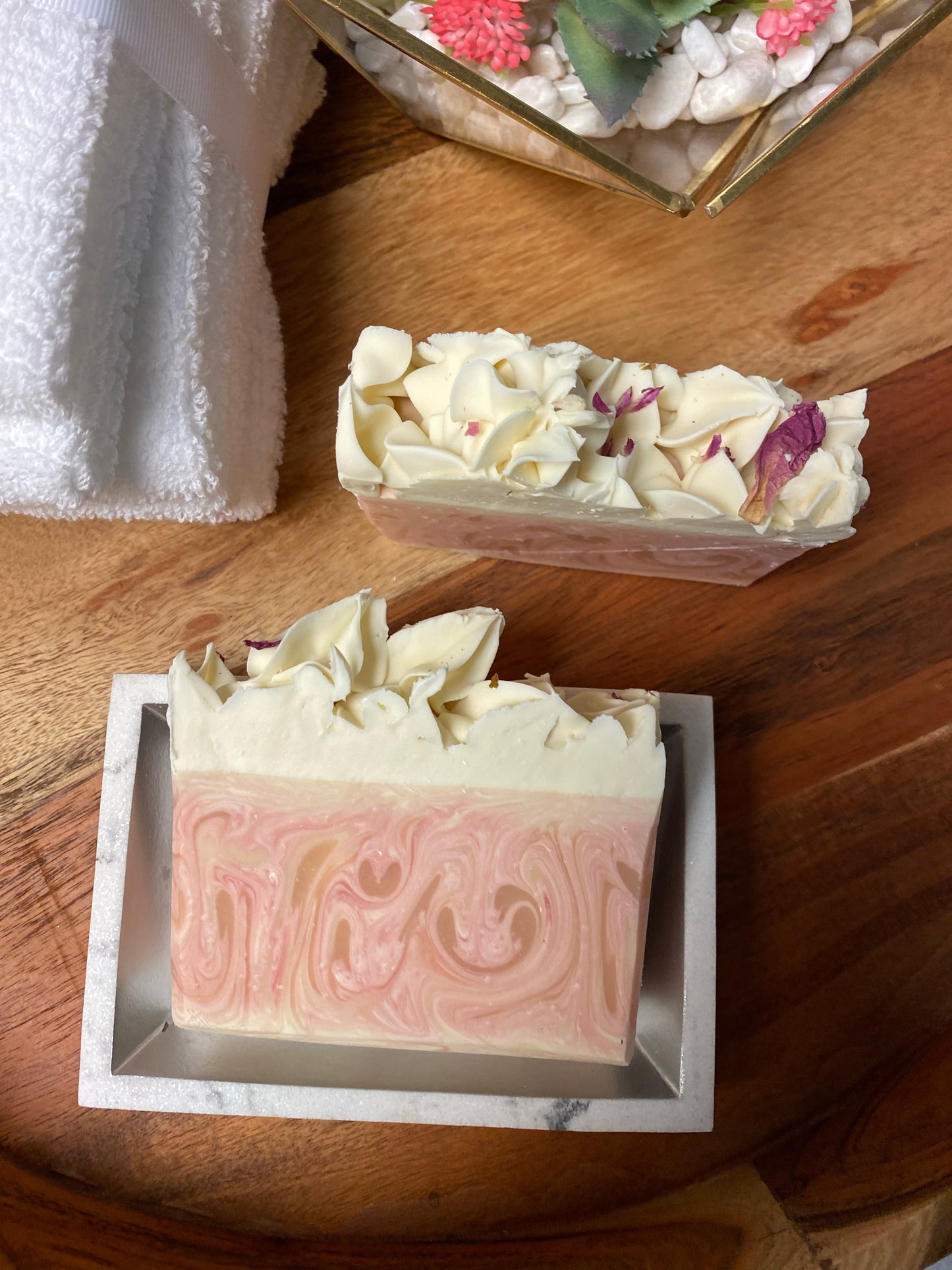 Cherry & Peach Bellini Soap with Dried Peonies