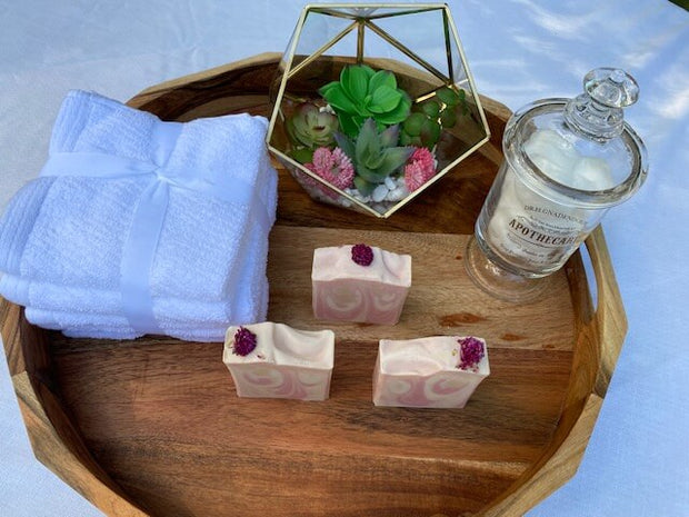 Cherry Bomb Cold Process Soap with Flower embed