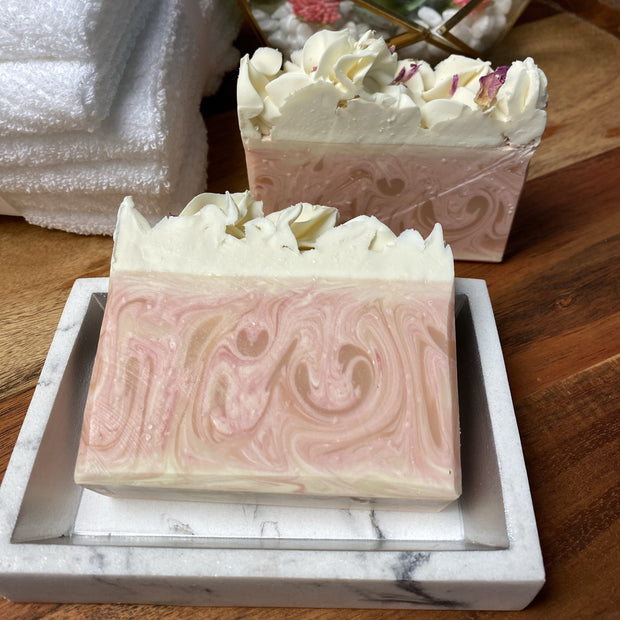 Cherry & Peach Bellini Soap with Dried Peonies