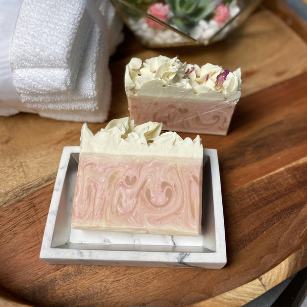 Cherry & Peach Bellini Soap with Dried Peonies