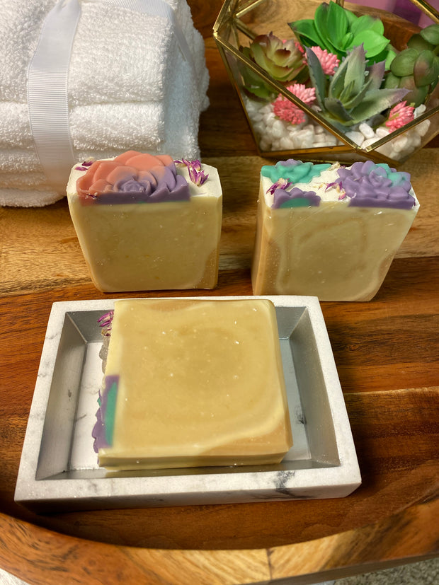 Soothing Goats Milk Peach Succulent Soap